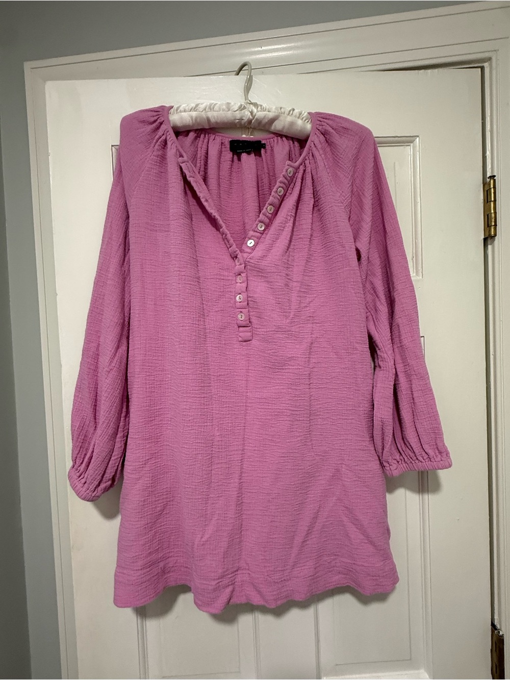 Hatch Lavender-Pink Button Henley Tunic